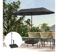 Outsunny Sand or Water Filled Garden Parasol Base Stand - Black