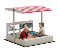 Outsunny Sand Pit Kids Sandbox with Height Adjustable Canopy for 3-7 Years