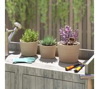 Outsunny Seagrass Plant Pots Flower Planters Bohemian Style Set of 3 Natural