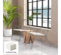 Outsunny Outdoor Seat Cushions Set of 6 with Machine Washable Cover, Square Water Repellent Seat Cushions for Patio Furniture with Ties, Chair Pads, Garden Seat Pads, Cream White