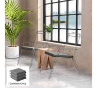 Outsunny Outdoor Seat Cushions Set of 6 with Machine Washable Cover, Square Water Repellent Seat Cushions for Patio Furniture with Ties, Chair Pads, Garden Seat Pads, Dark Grey
