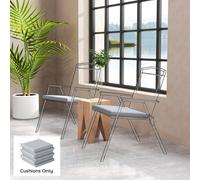 Outsunny Outdoor Seat Cushions Set of 6 with Machine Washable Cover, Square Water Repellent Seat Cushions for Patio Furniture with Ties, Chair Pads, Garden Seat Pads, Light Grey