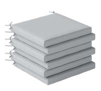 Outsunny Outdoor Seat Cushions Set of 6 with Machine Washable Cover, Square Water Repellent Seat Cushions for Patio Furniture with Ties, Chair Pads, Garden Seat Pads, Light Grey