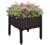 Outsunny Set of 1 26L Garden Raised Bed Elevated Patio Flower Plant Planter Box PP Vegetables Planting Container, Brown