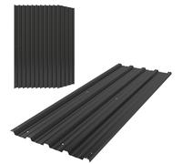 Outsunny Set of 12 Corrugated Steel Roof Sheet Panels - Black