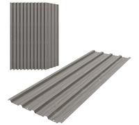 Outsunny Set of 12 Corrugated Steel Roof Sheet Panels - Grey Wood Effect
