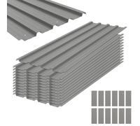 Outsunny Set of 12 Corrugated Steel Roof Sheet Panels - Light Grey