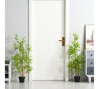 HOMCOM Set of 2 Artificial Bamboo Trees Decorative Plant with Nursery Pot | TJ Hughes