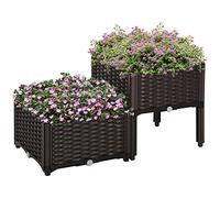 Outsunny Set of 2 26L Garden Raised Bed Elevated Patio Planter Box, Brown