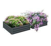 Outsunny Set of 2 291L Raised Garden Bed, 100 x 100 x 30 cm, Dark Grey