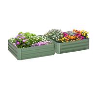 Outsunny Set of 2 291L Raised Garden Bed, 100 x 100 x 30 cm, Green