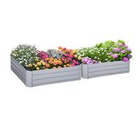 Outsunny Set of 2 291L Raised Garden Bed, 100 x 100 x 30 cm, Grey