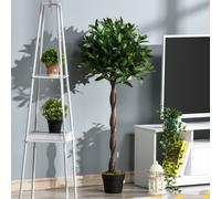 Outsunny Set Of 2 120Cm Artificial Bay Laurel Topiary Trees With Pot Fake Outdoor Plant, Green