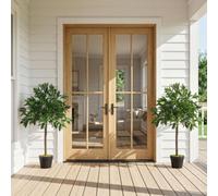 Outsunny Set Of 2 90Cm Artificial Bay Laurel Topiary Trees W/pot Fake Plant