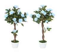 Outsunny Set Of 2 90cm Artificial Rose Tree - Fake Decorative Plant - Blue | TJ Hughes Yellow