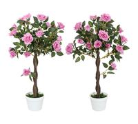 Outsunny Set Of 2 90cm Artificial Rose Tree - Fake Decorative Plant - Purple | TJ Hughes Yellow