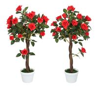 Outsunny Set Of 2 90cm Artificial Rose Tree - Fake Decorative Plant - Red | TJ Hughes Yellow