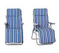 Outsunny Set Of 2 Adjustable Sun Lounger Recliner Reclining Seat In Blue Blue