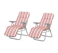 Outsunny Set Of 2 Adjustable Sun Lounger Recliner Reclining Seat In Orange Orange