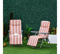 Outsunny Set of 2 Sun Lounger Reclining Chairs - Coffee