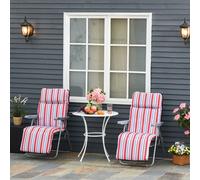 OUTSUNNY Set of 2 Adjustable Sun Lounger Recliner Reclining Seat in Red Outsunny Red