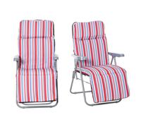 Outsunny Set Of 2 Adjustable Sun Lounger Recliner Reclining Seat In Red Red