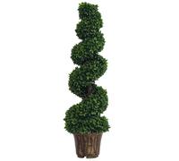 Outsunny Set of 2 Artificial Plants, Artificial Boxwood Spiral Topiary Trees Potted Decorative Plant Indoor Décor 120cm