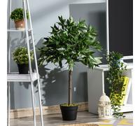 Outsunny Set Of 2 90Cm/3Ft Artificial Bay Laurel Topiary Trees With Pot Fake Plant, Green