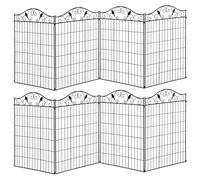 Outsunny Set of 2 Decorative Garden Fence, 8 Panels Metal Picket Fence, Versatile Shapes for Patio Lawn, 365cm x 112cm, Black