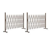 Outsunny Set of 2 Expanding Garden Fencc, Aluminium Freestanding Foldable Picket Fence, 300cmx103.5 cm, Dark Brown