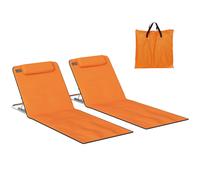 Outsunny Set of 2 Foldable Garden OrangeBeach Chair Mat Lightweight