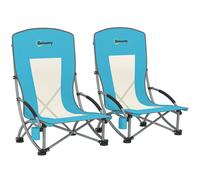 Outsunny Set Of 2 Folding Beach Chair - Camping Chair With Carry Bag - Blue | TJ Hughes