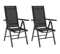 Outsunny 2PCS Folding Chair w/ Breathable Mesh Back and Seat, Black, Black