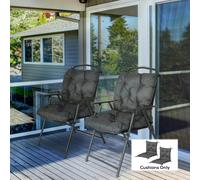 Outsunny Set of 2 Garden Chair Cushions Seat Pad for Outdoor & Indoor Use - Dark Grey - Polyester, Cotton - 98cm x 50cm x 8cm