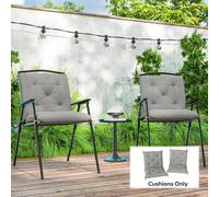 Outsunny Set of 2 Garden Chair Cushions 50W x 98L x 8D cm Comfortable Seat Pad with Backrest for Sunbeds, Rocking Chairs, Loungers for Outdoor & Indoor Use, Light Grey