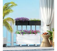 Outsunny Set of 2 Hanging Flower Boxes, 50 cm Long, Rattan Look, Black