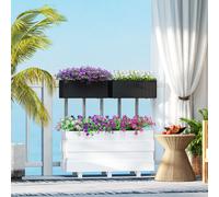 OUTSUNNY Set of 2 Hanging Flower Boxes, 50 cm Long, Rattan Look, Black Outsunny Black