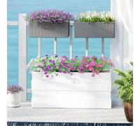 Outsunny Set Of 2 Hanging Flower Boxes, 50 Cm Long, Rattan Look, Grey