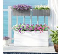Outsunny Set of 2 Hanging Flower Boxes, 50 cm Long, Rattan Look, Grey