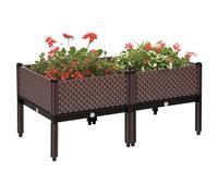 Outsunny Set of 2 Raised Garden Bed Elevated Planter Box for Flower, Vegetables