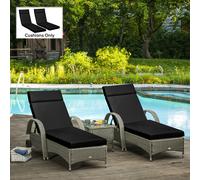 Outsunny Set of 2 Lounger Cushions ONLY Deep Seat Patio Cushions Black