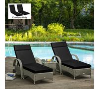 Outsunny Set Of 2 Sun Lounger Cushions Only, Replacement Cushions In Black Black