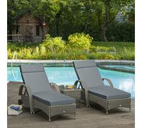 Outsunny Set of 2 Lounger Cushions ONLY Deep Seat Patio Cushions Dark Grey
