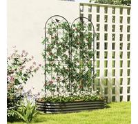 Outsunny Set Of 2 Metal Garden Trellis, Outdoor Trellis Panels, 180 X 50Cm In Black Black