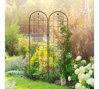 Outsunny 2pk Floral Design Metal Trellis, Black