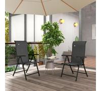 Outsunny Set Of 2 Outdoor Rattan Folding Chair Set W/ Adjustable Backrest Grey