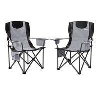 Outsunny Set Of 2 Padded Folding Picnic Chairs With Cooler Bag - Grey | TJ Hughes
