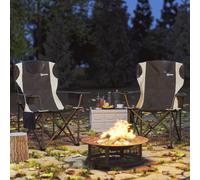 Outsunny Set Of 2 Padded Folding Picnic Chairs With Cooler Bag In Black