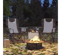 OUTSUNNY Set of 2 Padded Folding Picnic Chairs with Cooler Bag in Grey Outsunny Grey