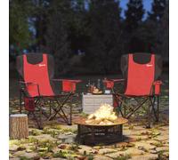 Set of 2 Folding Camping Chairs, Padded Camping Chairs with Cup Holder Outsunny Red One Size
